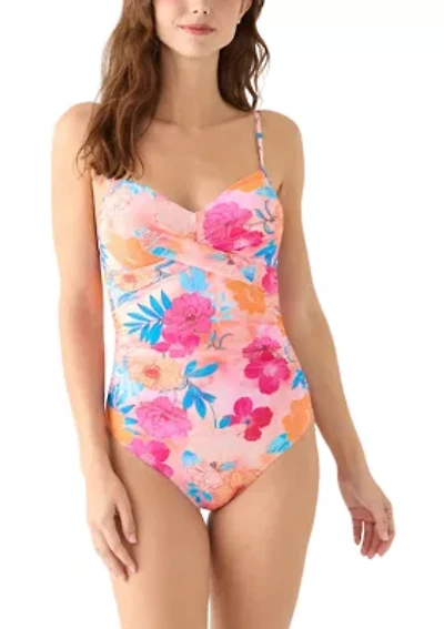 Floral Wrap Front Shirred Mio Swimsuit