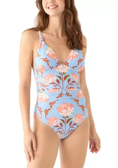 Floral Printed Braided Strap Swimsuit