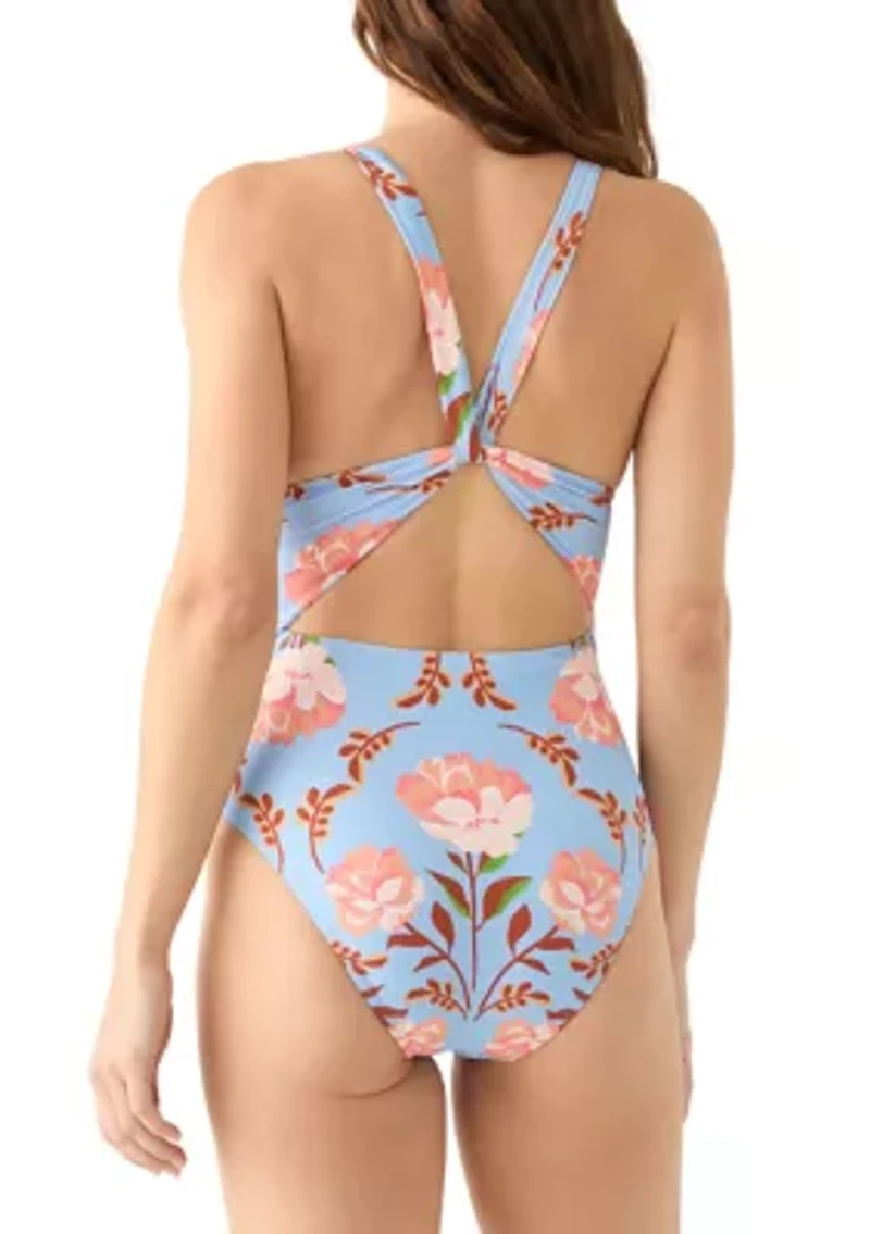 Floral Printed Braided Strap Swimsuit