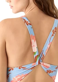 Floral Printed Braided Strap Swimsuit