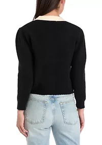 Women's Contrast Bow Cardigan