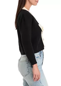 Women's Contrast Bow Cardigan