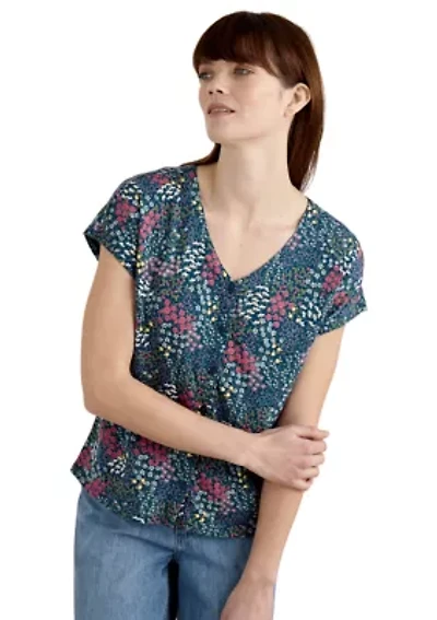 Women's Studio Glass V-Neck Jersey Printed Top