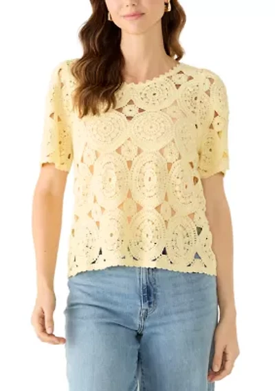 Women's Short Sleeve Crochet Top