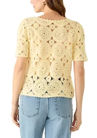 Women's Short Sleeve Crochet Top