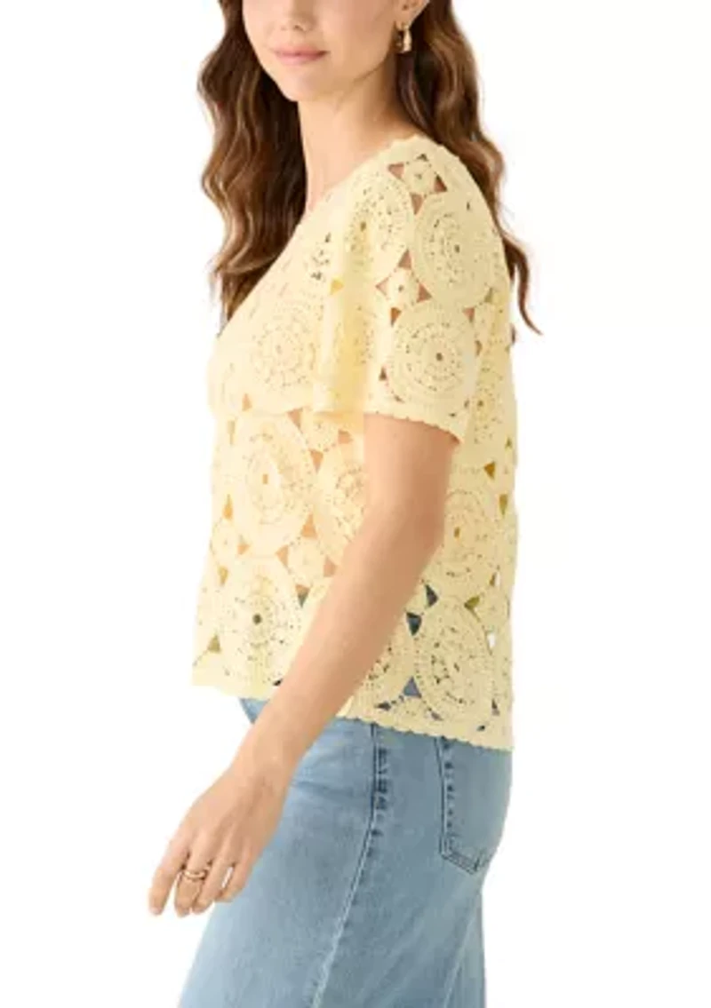 Women's Short Sleeve Crochet Top