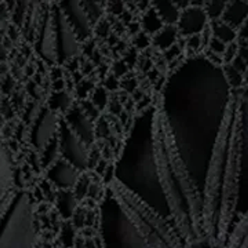 Women's Three-Quarter Sleeve Scallop Hem Crochet Top