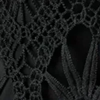 Women's Three-Quarter Sleeve Scallop Hem Crochet Top