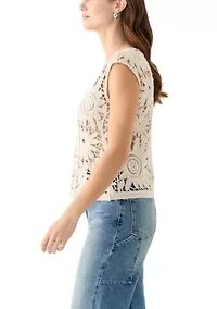 Women's Crochet Cap Sleeve Top