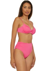 Monaco Solid Shirred High Waist Swim Bottoms