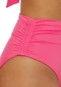 Monaco Solid Shirred High Waist Swim Bottoms