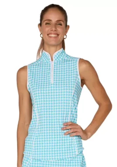 Sleeveless Piping Mock Neck Top