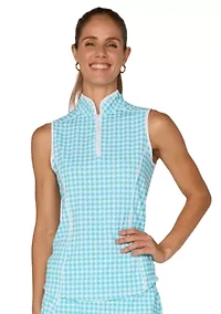 Sleeveless Piping Mock Neck Top