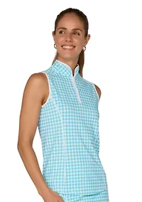 Sleeveless Piping Mock Neck Top
