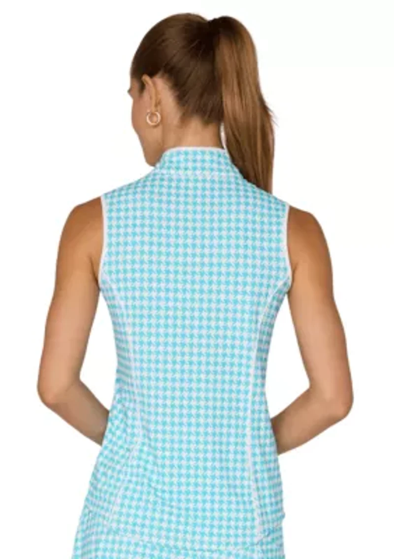 Sleeveless Piping Mock Neck Top