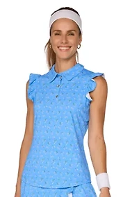 Sleeveless Ruffle Top With Buttons