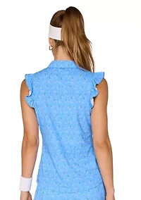 Sleeveless Ruffle Top With Buttons