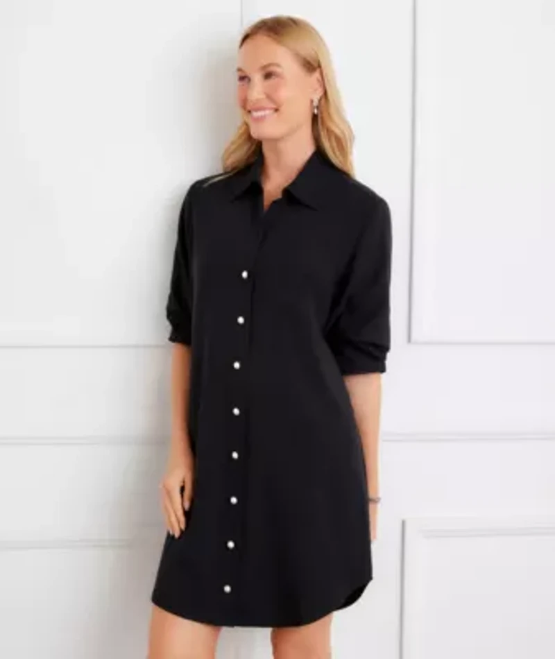 Ruched Sleeve Shirtdress