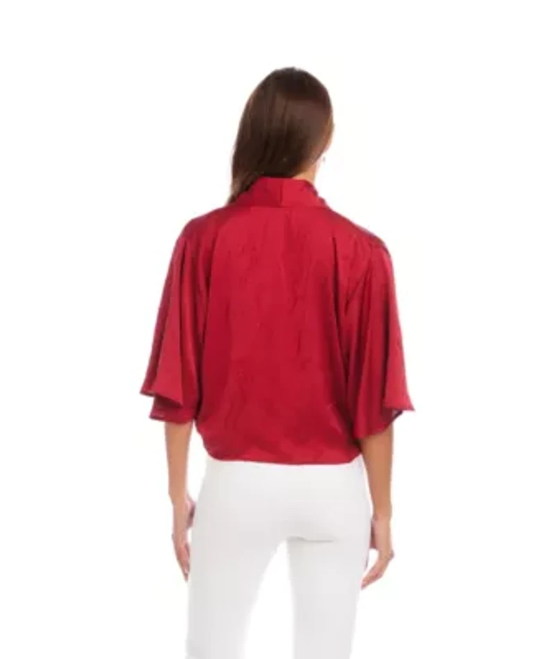 Flare Sleeve Tie-Front Top