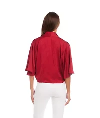 Flare Sleeve Tie-Front Top