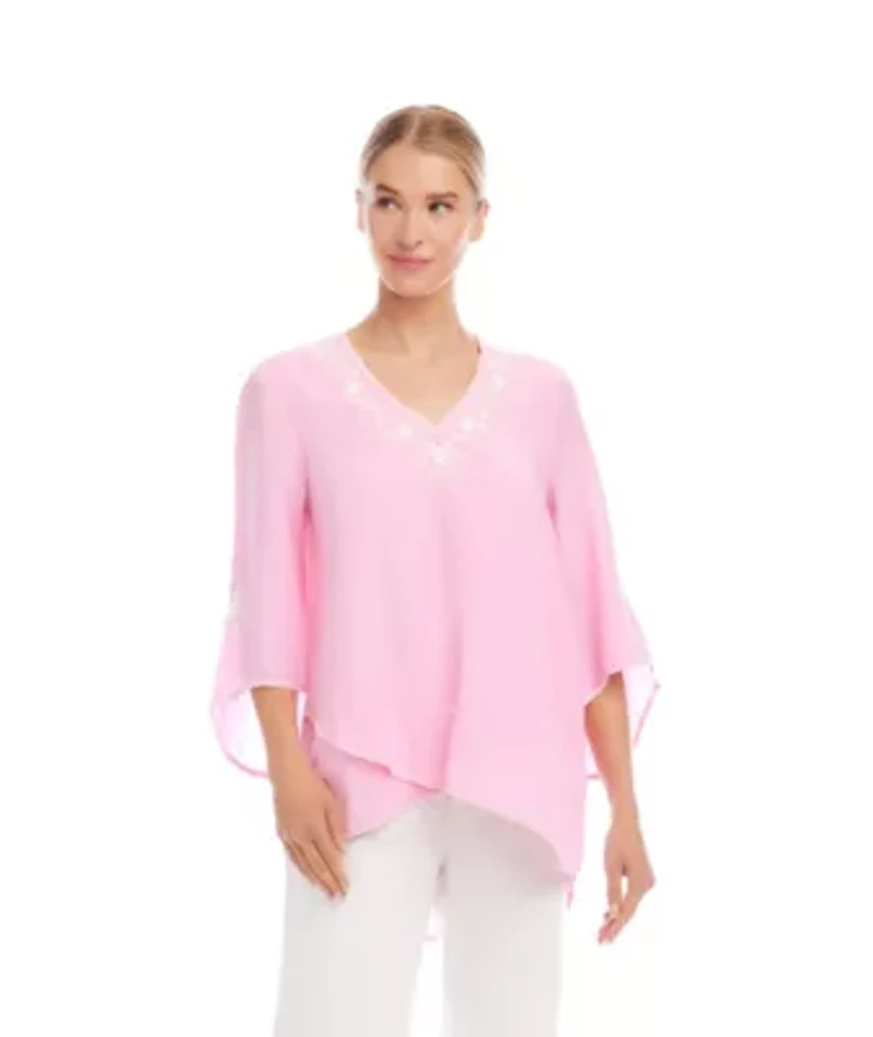 Bracelet Sleeve Embroidered Asymmetric Top