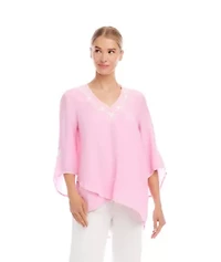 Bracelet Sleeve Embroidered Asymmetric Top