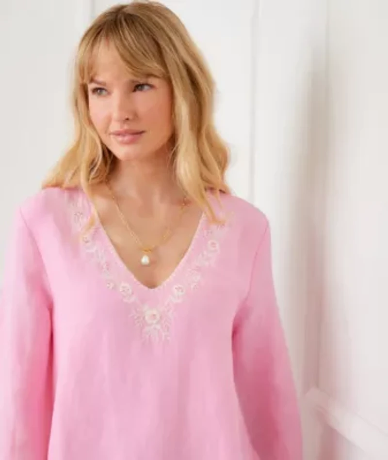 Bracelet Sleeve Embroidered Asymmetric Top