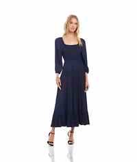 Blouson Sleeve Smocked Midi Dress