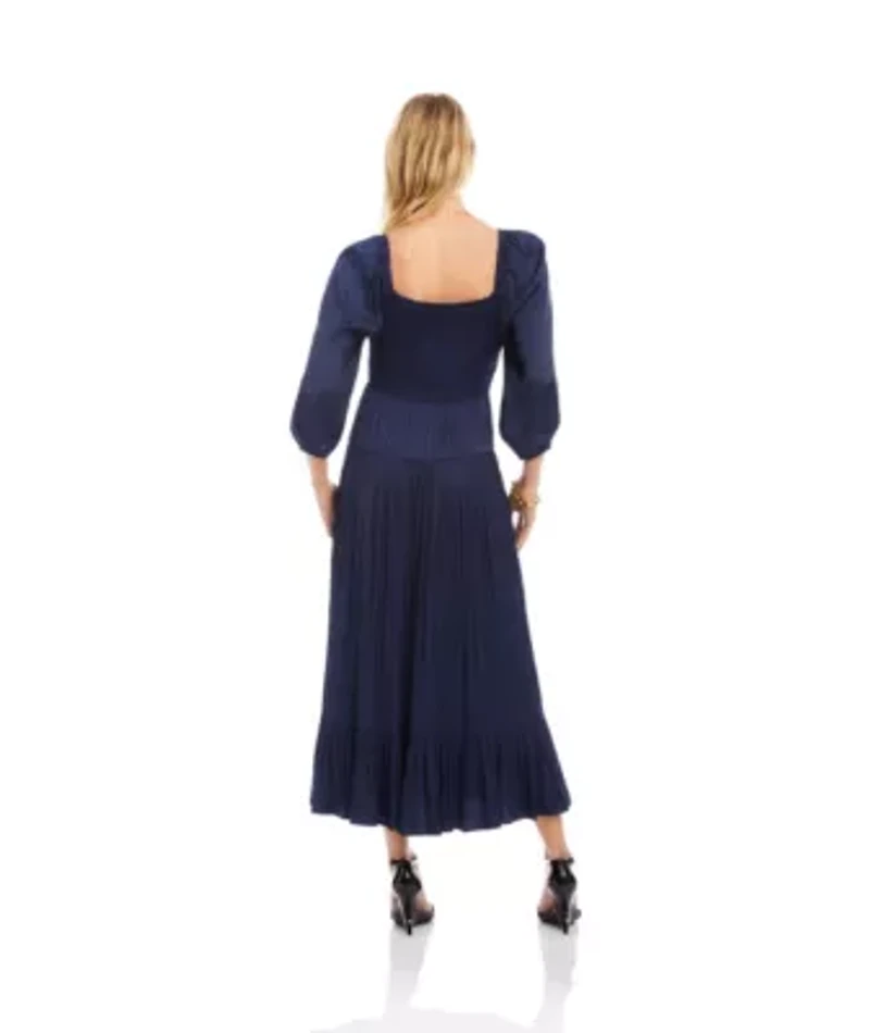 Blouson Sleeve Smocked Midi Dress