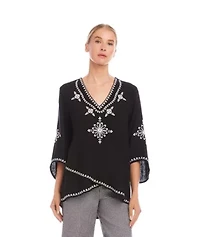 Bracelet Sleeve Embroidered Asymmetric Top