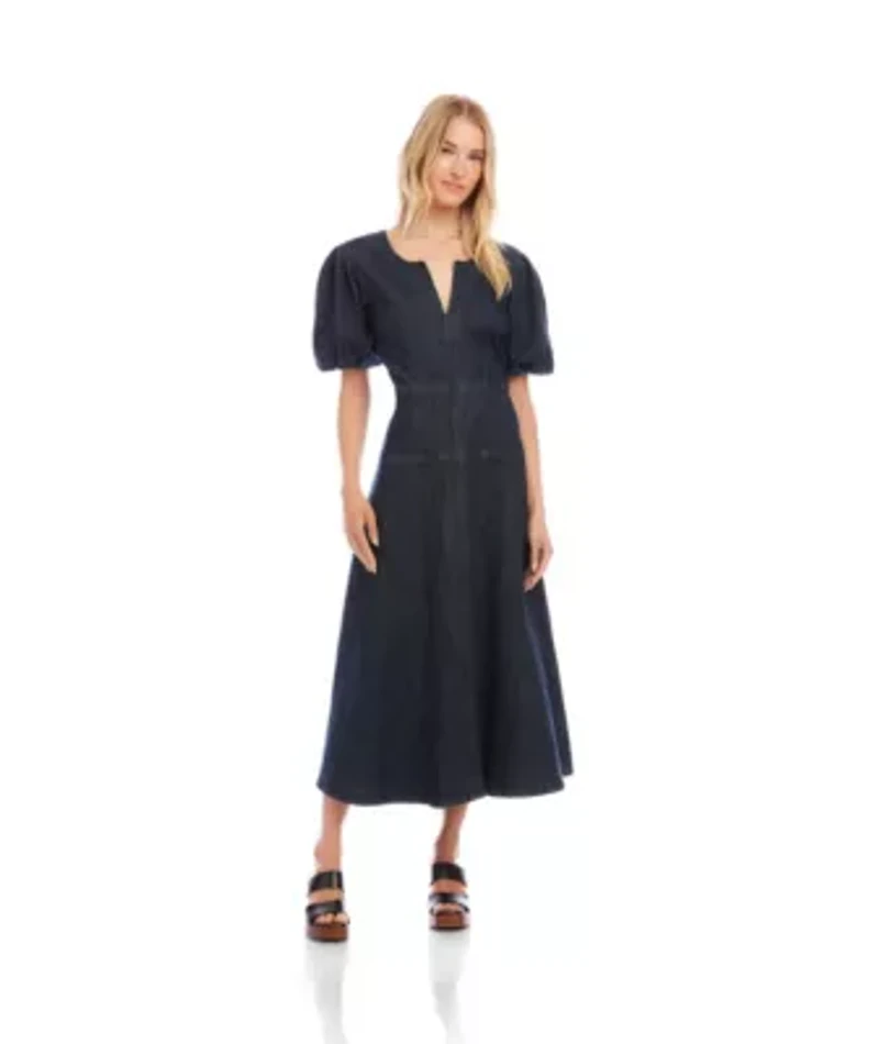 Puff Sleeve Tiered Shirtdress