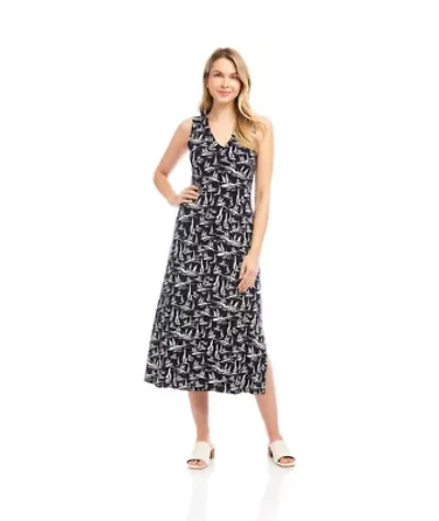 Sleeveless V-Neck Midi Dress