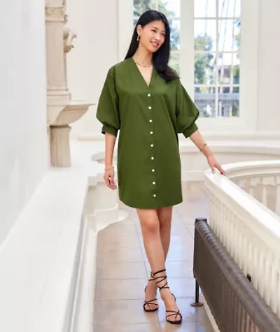 Lantern Sleeve Shirt Dress