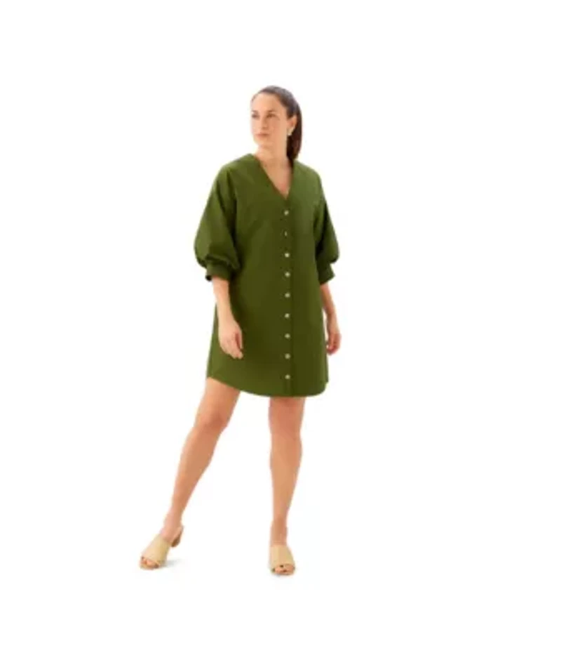 Lantern Sleeve Shirt Dress