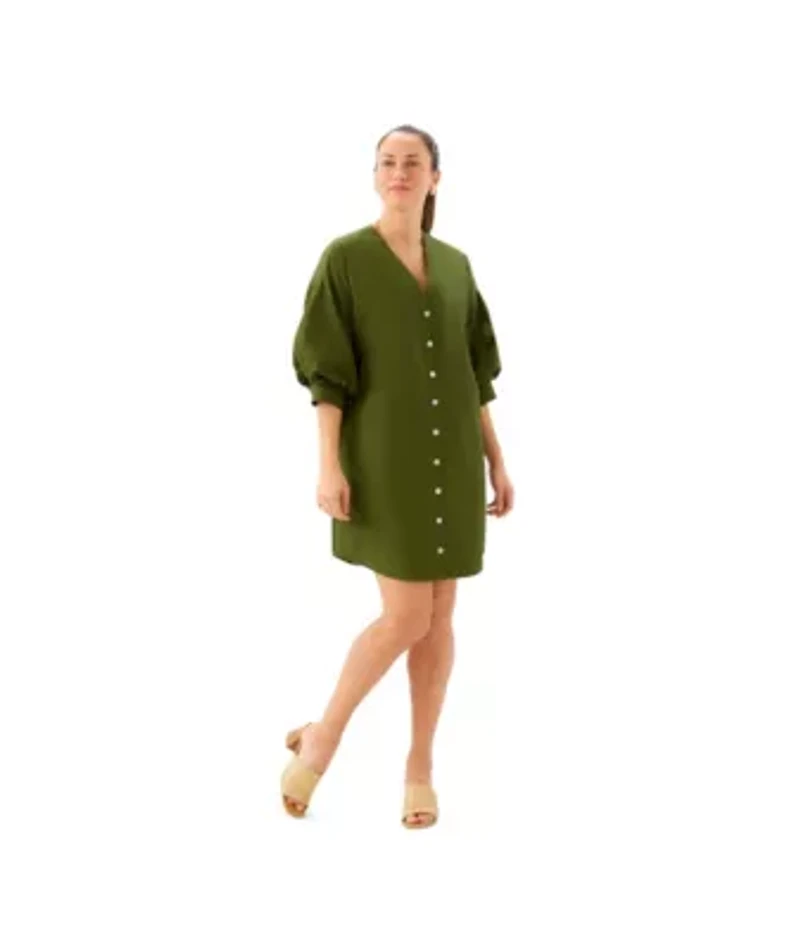 Lantern Sleeve Shirt Dress