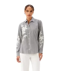 Long Sleeve Stripe Embroidered Shirt