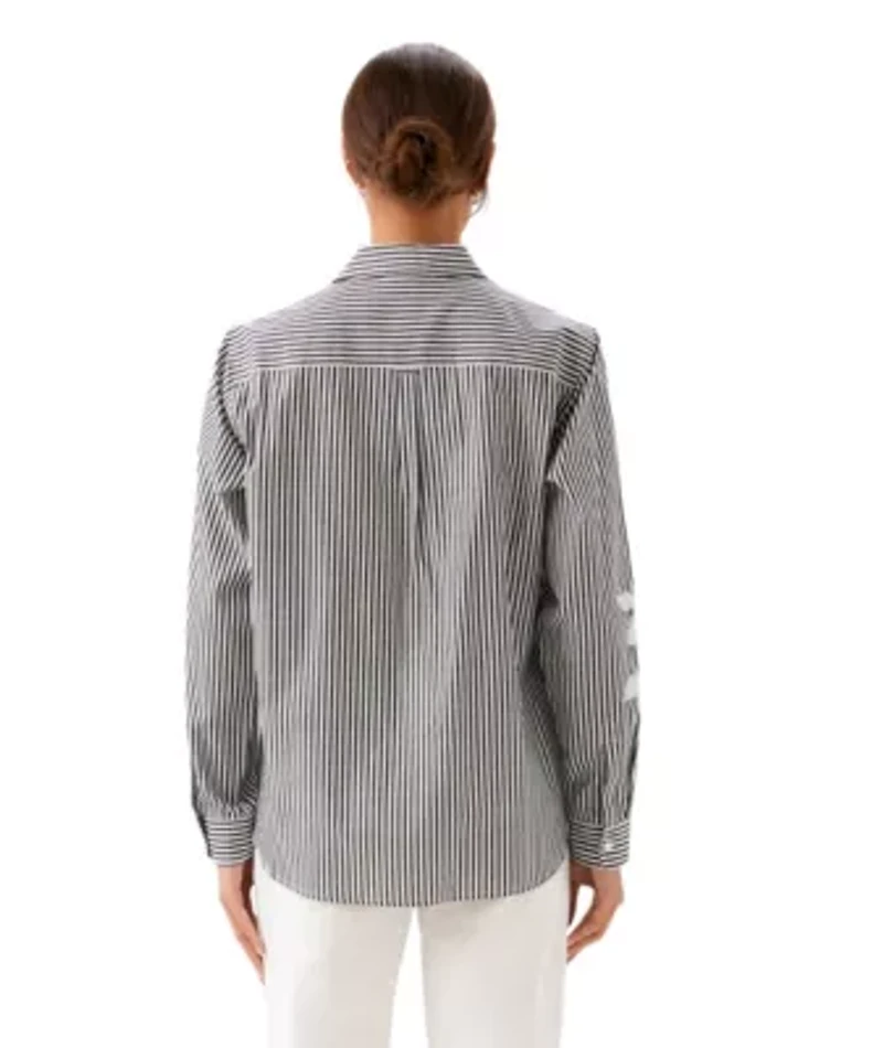 Long Sleeve Stripe Embroidered Shirt