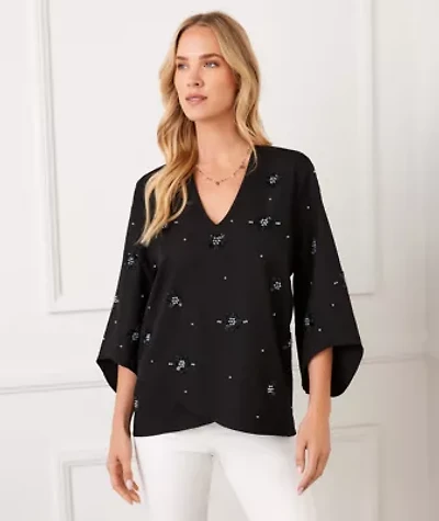 Bracelet Sleeve Embellished Asymmetric Top