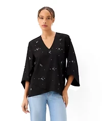 Bracelet Sleeve Embellished Asymmetric Top
