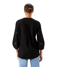 Bracelet Sleeve Embellished Asymmetric Top