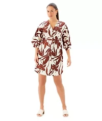 Lantern Sleeve Button-Front Dress