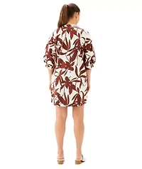 Lantern Sleeve Button-Front Dress