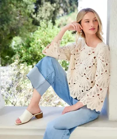Flare Sleeve Crochet Top