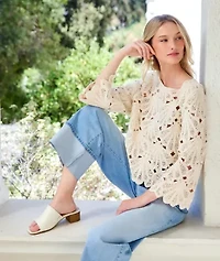 Flare Sleeve Crochet Top