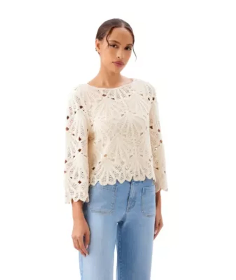 Flare Sleeve Crochet Top