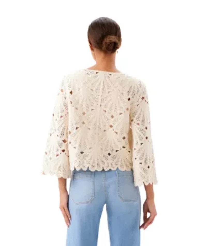 Flare Sleeve Crochet Top