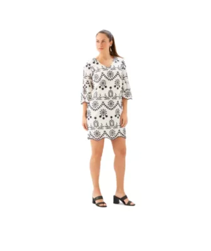 Flare Sleeve Embroidered Dress