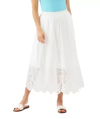 Cut-Out Embroidery Midi Skirt