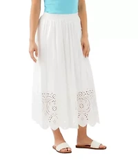 Cut-Out Embroidery Midi Skirt