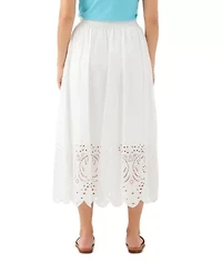 Cut-Out Embroidery Midi Skirt